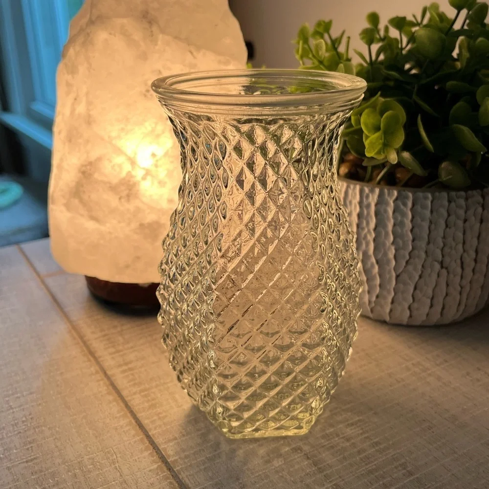 Vintage Hoosier Glass Diamond Point Hobnail Glass Vase - Clear - Picture 2 of 13